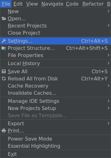 a screenshot of the JetBrains menu