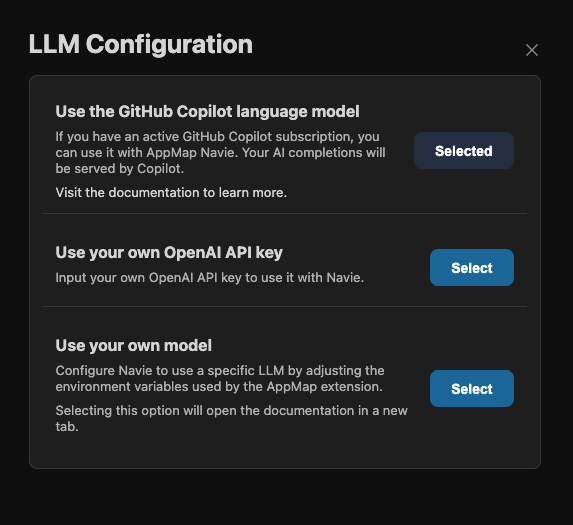 Navie LLM configuration dialog