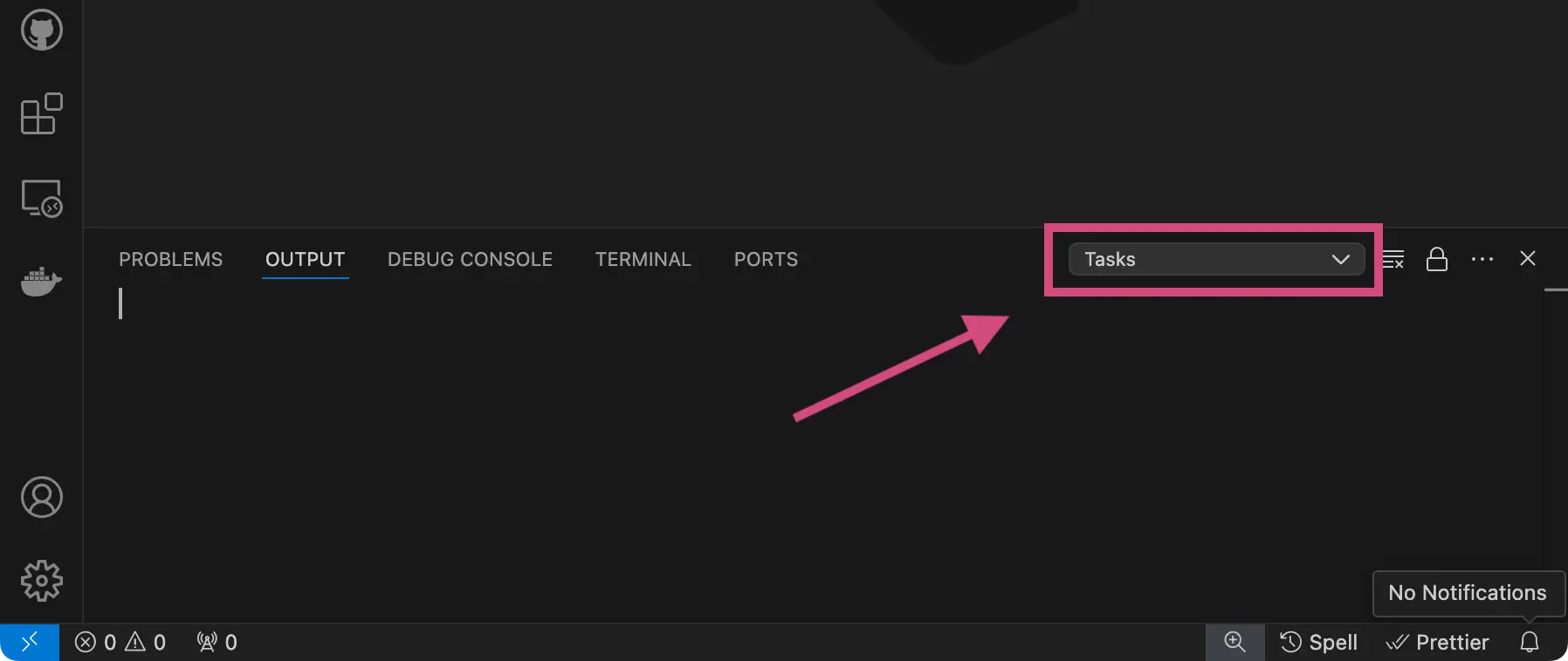 Open Output logs list